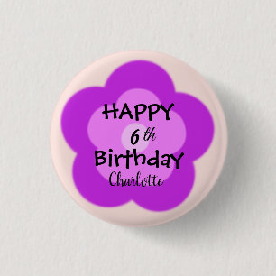 Cute colourful Gradient daisy flower Birthday name 3 Cm Round Badge