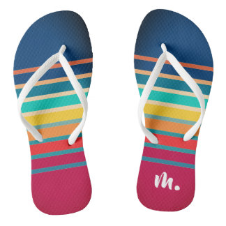 Cute Colourful Gradient Striped Pattern Flip Flops