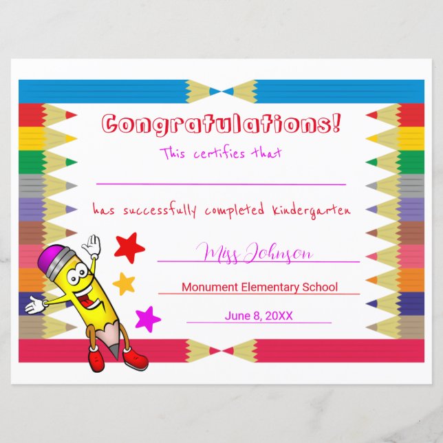 Cute & Colourful Graduate Certificate for Kids (Front)