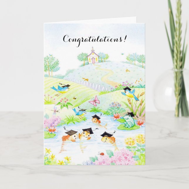 Cute colourful graduation animals customisable car card (Front)