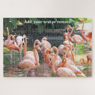 Cute colourful group of pink flamingos in water, jigsaw puzzle