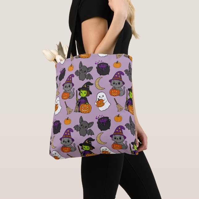 Cute Colourful Halloween Tote Bag (Close Up)