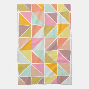Cute Colourful Hand Drawn Geometric Pattern Tea Towel