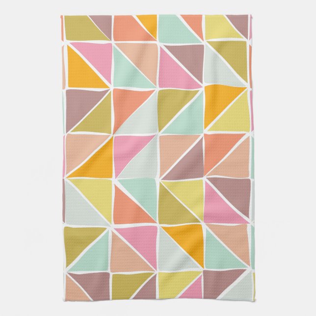 Cute Colourful Hand Drawn Geometric Pattern Tea Towel (Vertical)