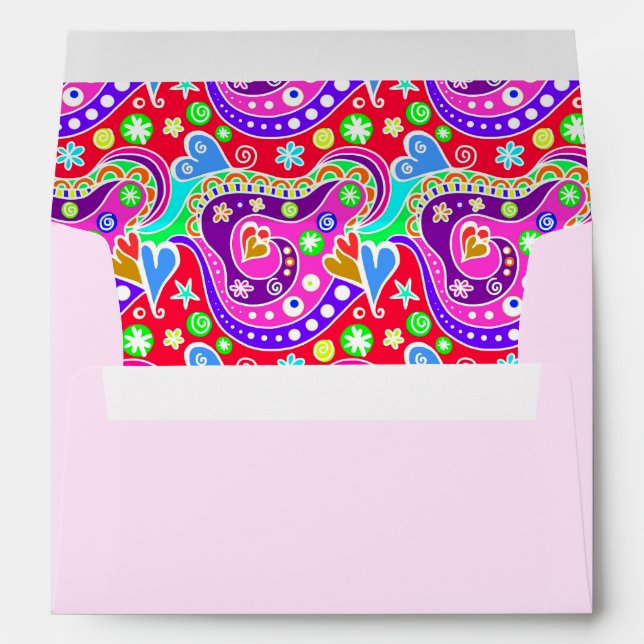 Cute colourful hand drawn pattern envelope (Back (Bottom))