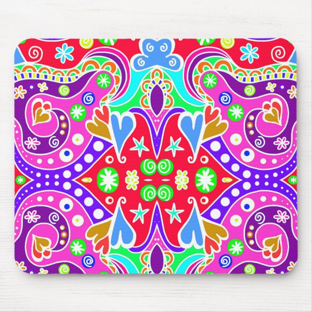 Cute colourful hand drawn pattern envelope mouse pad (Front)