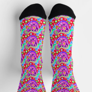 Cute colourful hand drawn pattern envelope socks