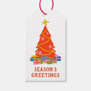 Cute & Colourful Hand Drawn Retro Modern Christmas Gift Tags