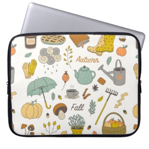 cute colourful hand drawn vintage fall set  laptop sleeve