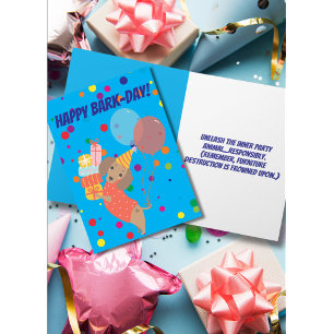 Cute Colourful Happy Bark-day Dachshund Card