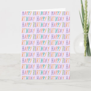 Cute Colourful Happy Birthday Handlettered Text  Card