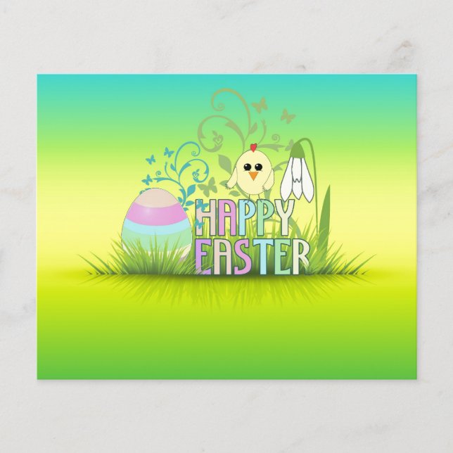 Cute Colourful Happy Easter Egg, Chick and Snowdro Flyer (Front)