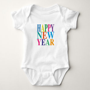 Cute Colourful Happy New Year  Baby Bodysuit