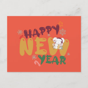Cute colourful Happy new year wishes Holiday Postcard