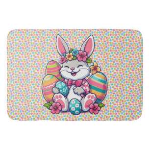 Cute, & colourful Hawaiian/tropical Easter bunny Bath Mat