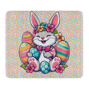Cute, & colourful Hawaiian/tropical Easter bunny Cutting Board