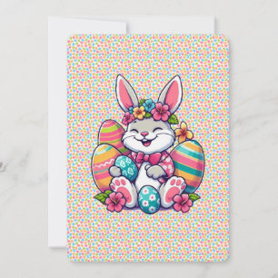 Cute, & colourful Hawaiian/tropical Easter bunny Holiday Card