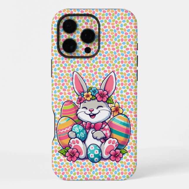Cute,  & colourful Hawaiian/tropical Easter bunny iPhone Case (Back)