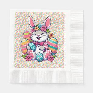 Cute,  & colourful Hawaiian/tropical Easter bunny Napkin
