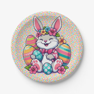 Cute, & colourful Hawaiian/tropical Easter bunny Paper Plate