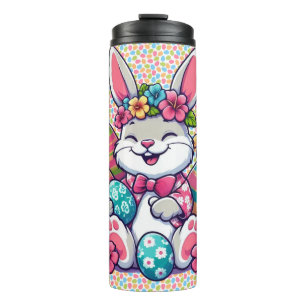 Cute,  & colourful Hawaiian/tropical Easter bunny Thermal Tumbler