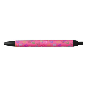 Cute Colourful Heart  Black Ink Pen