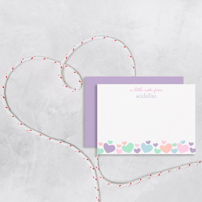 Cute Colourful Heart Girly Script Stationary Card (Creator Uploaded)