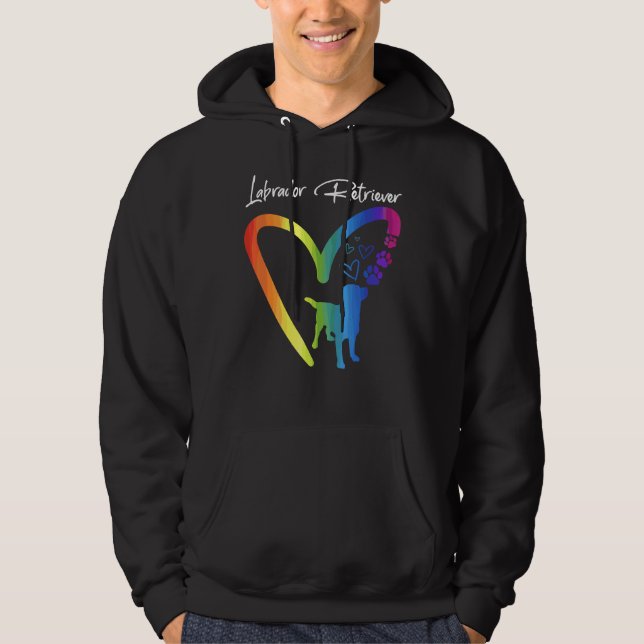 Cute Colourful Heart Labrador Retriever Dog Hoodie (Front)