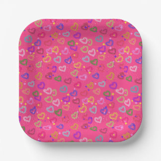 Cute Colourful Heart Paper Plate