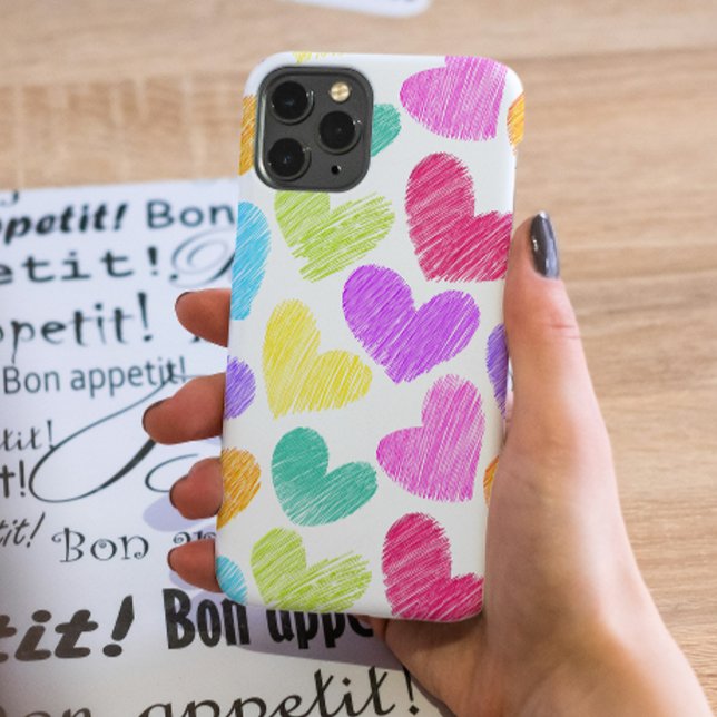 Cute Colourful Heart Pastel Valentine Love Pattern Case-Mate iPhone Case (Creator Uploaded)