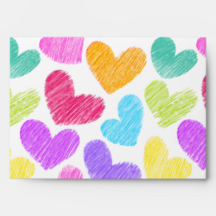 Cute Colourful Heart Pastel Valentine Love Pattern Envelopes