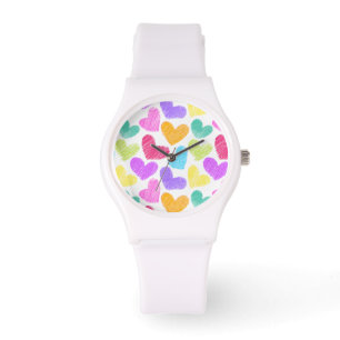 Cute Colourful Heart Pastel Valentine Love Pattern Watch