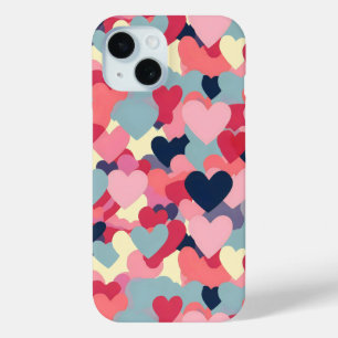Cute Colourful Heart Pattern iPhone 15 Case