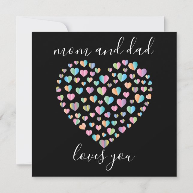 Cute Colourful Heart Pattern Holiday Card (Front)