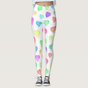 Cute Colourful Heart Pattern Leggings