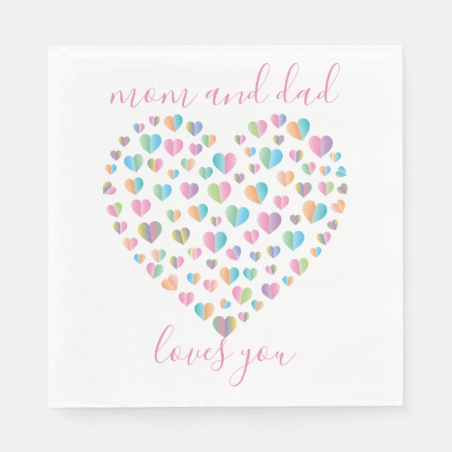 Cute Colourful Heart Pattern Napkin (Front)