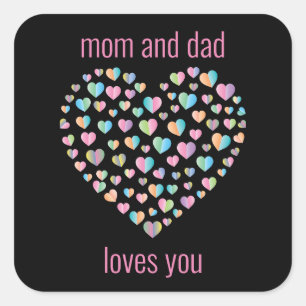 Cute Colourful Heart Pattern Square Sticker