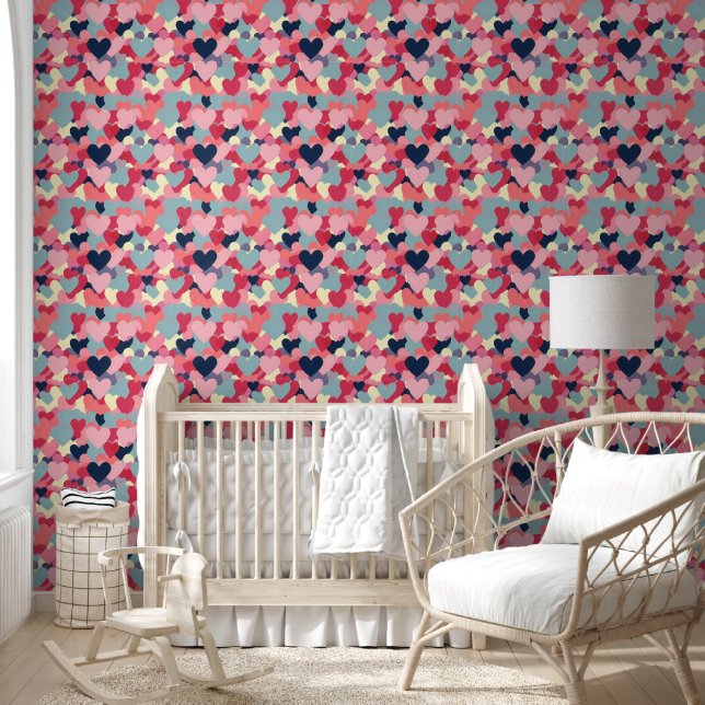 Cute Colourful Heart Pattern Wallpaper (Kids)