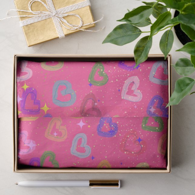 Cute Colourful Heart  Tissue Paper (Gift)