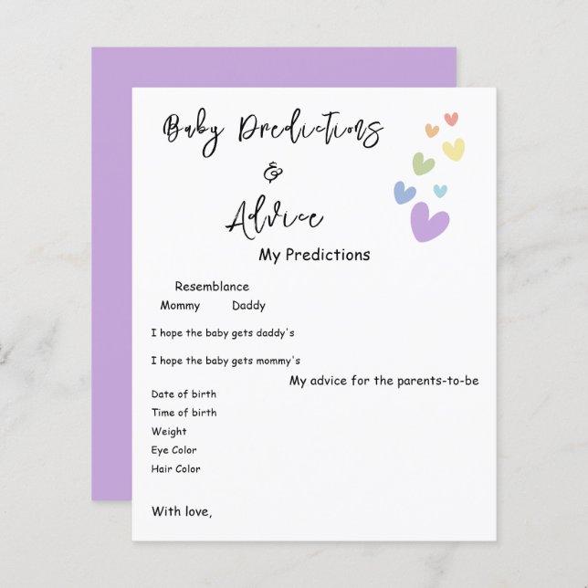 Cute & Colourful Hearts Baby Shower Game Flyer (Front/Back)