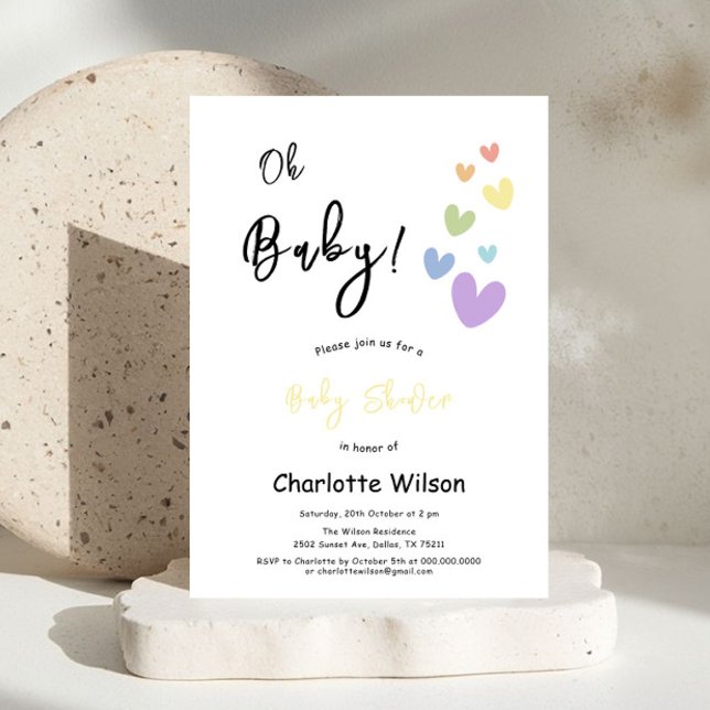 Cute & Colourful Hearts Baby Shower Invitation (Creator Uploaded)