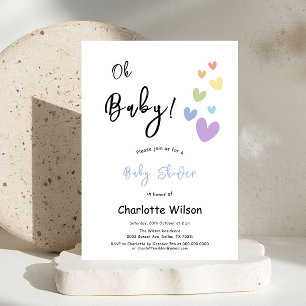 Cute & Colourful Hearts Baby Shower Invitation