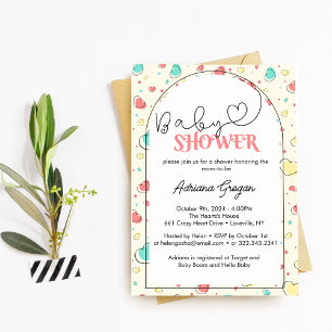 Cute Colourful Hearts Baby Shower Invitation