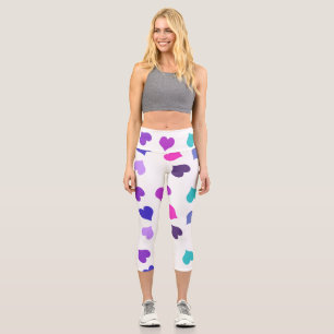 Cute colourful hearts capri leggings