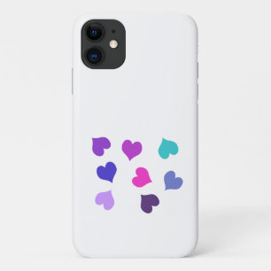 Cute colourful hearts iPhone 11 case