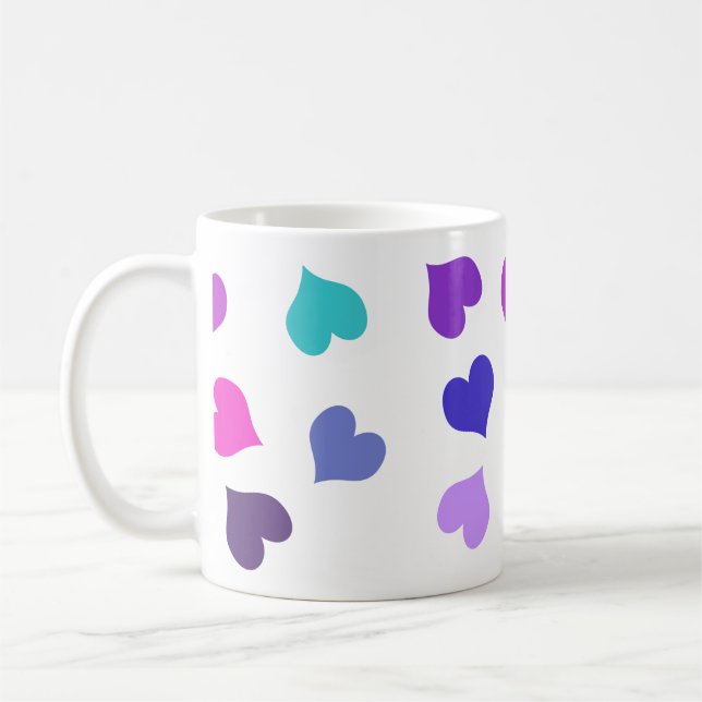 Cute colourful hearts coffee mug (Left)