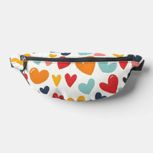Cute Colourful Hearts Doodle Romantic Bum Bags
