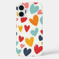 Cute Colourful Hearts Doodle Romantic