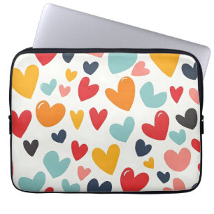 Cute Colourful Hearts Doodle Romantic Laptop Sleeve