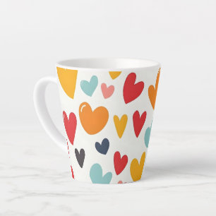 Cute Colourful Hearts Doodle Romantic Latte Mug